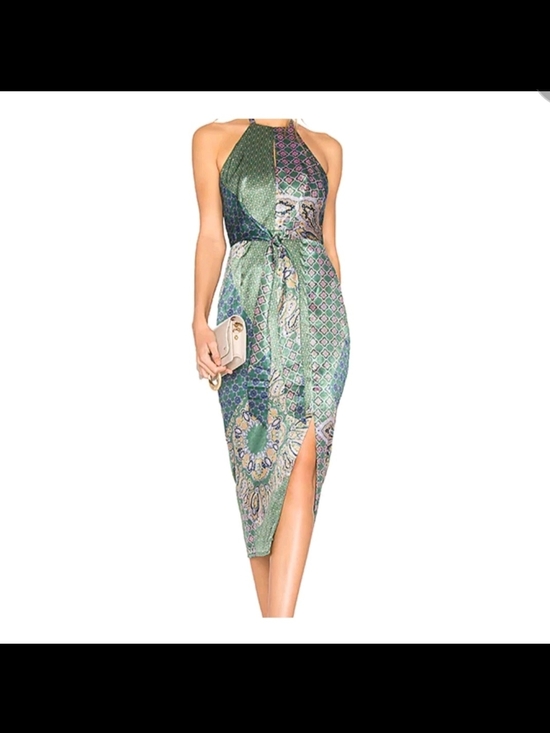 House of Harlow 1960 Dresses & Skirts - House of Harlow 1960 X Revolve Green Paisley Halter Midi Dress with Side Slit